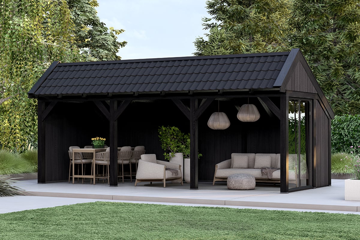 Kapschuur Rustic Serie 3 Zwarte Sponningplanken Constructie Zwart 3 segmenten