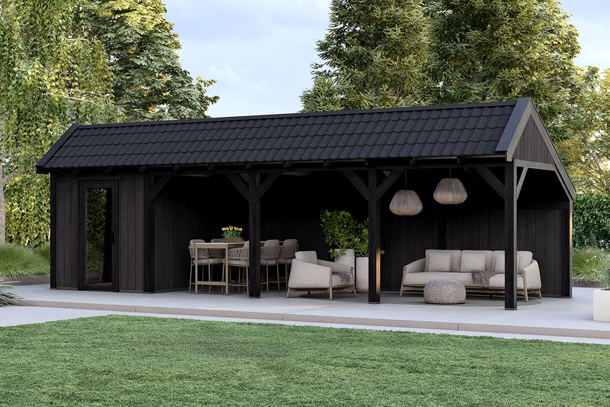 Kapschuur Rustic Serie 4 Zwarte Sponningplanken Constructie Zwart 4 segmenten