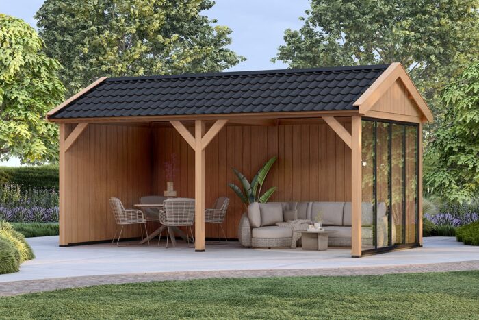 Zadeldak Overkapping Pulse Serie 3 Douglas Sponningplanken Constructie Douglas 2 segmenten