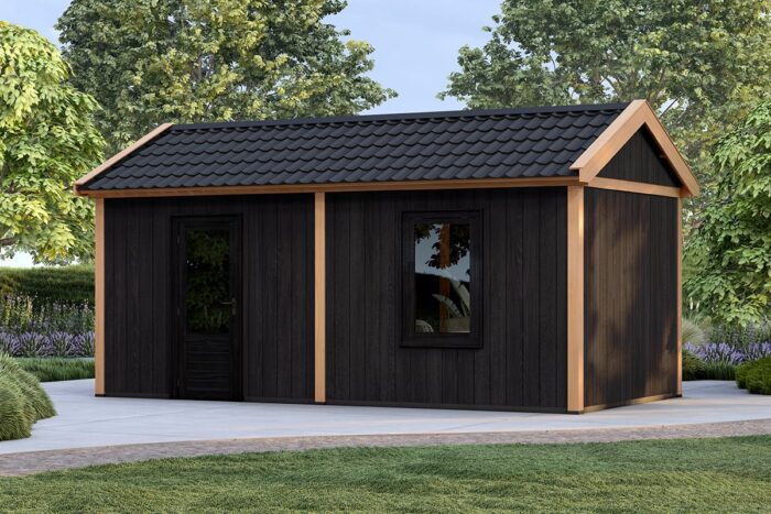 Zadeldak Overkapping Pulse Serie 5 Zwarte Sponningplanken Constructie Douglas 2 segmenten