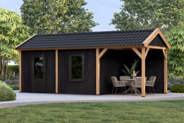 Zadeldak Overkapping Pulse Serie 5 Zwarte Sponningplanken Constructie Douglas 3 segmenten
