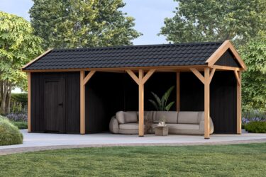 Zadeldak Overkapping Pulse Serie 5 Zwarte Sponningplanken Constructie Douglas 3 segmenten