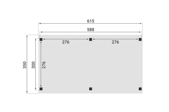 Zadeldak Overkapping Pulse Serie 1 615 X 350 cm plattegrond