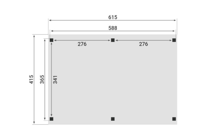 Zadeldak Overkapping Pulse Serie 1 615 X 415 cm plattegrond
