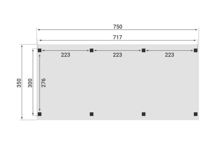 Zadeldak Overkapping Pulse Serie 1 750 X 350 cm plattegrond