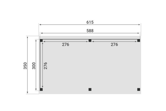 Zadeldak Overkapping Pulse Serie 2 615 X 350 cm plattegrond