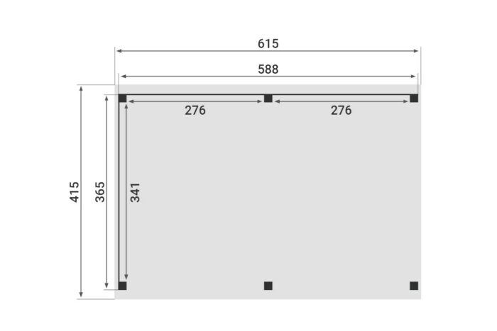 Zadeldak Overkapping Pulse Serie 2 615 X 415 cm plattegrond
