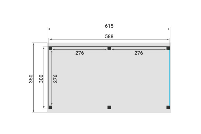 Zadeldak Overkapping Pulse Serie 3 615 X 350 cm plattegrond