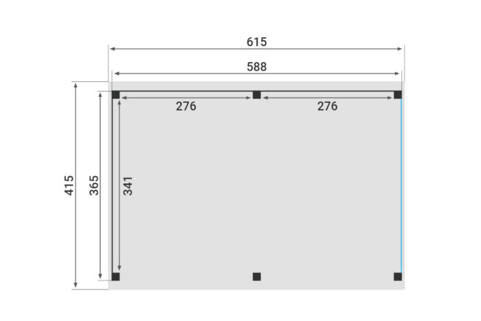 Zadeldak Overkapping Pulse Serie 3 615 X 415 cm plattegrond