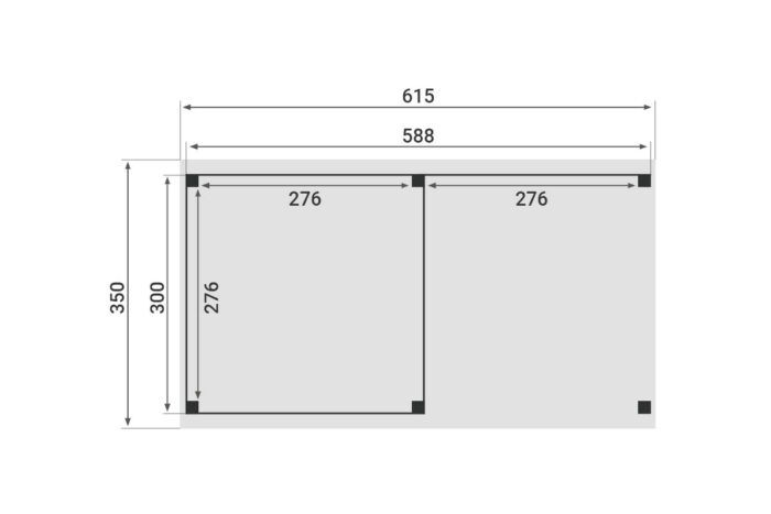 Zadeldak Overkapping Pulse Serie 4 615 X 350 cm plattegrond