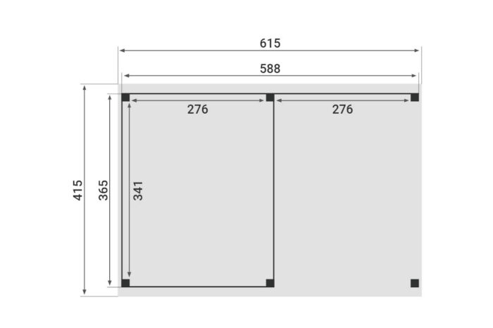 Zadeldak Overkapping Pulse Serie 4 615 X 415 cm plattegrond