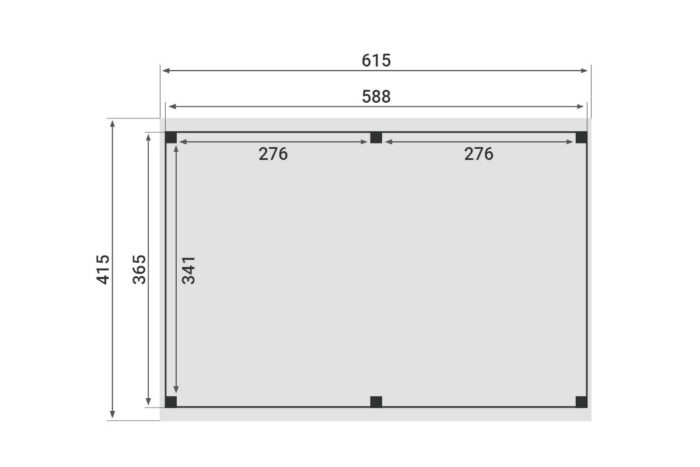 Zadeldak Overkapping Pulse Serie 5 615 X 415 cm plattegrond