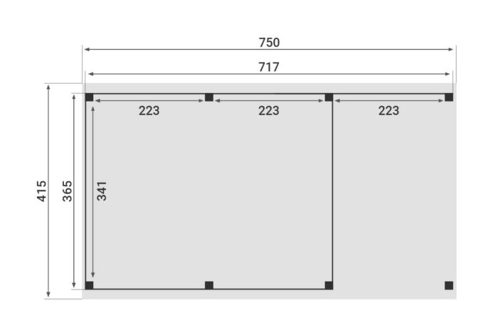 Zadeldak Overkapping Pulse Serie 5 750 X 415 cm plattegrond