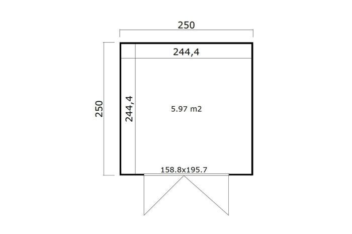 Tuinhuis Quby 250 X 250 cm plattegrond