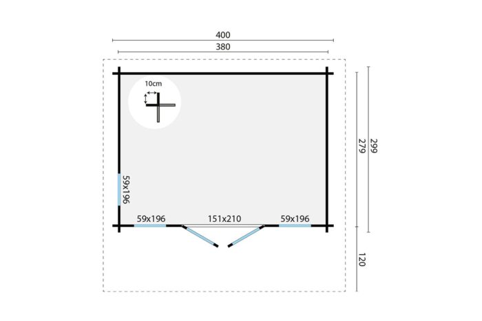 Blokhut Whitegate plattegrond