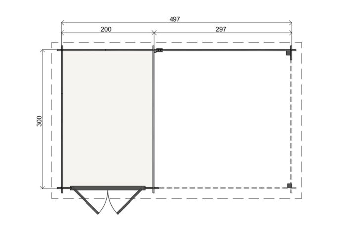 Plattegrond Tuinhuis Melle 200 X 300 + 300 cm