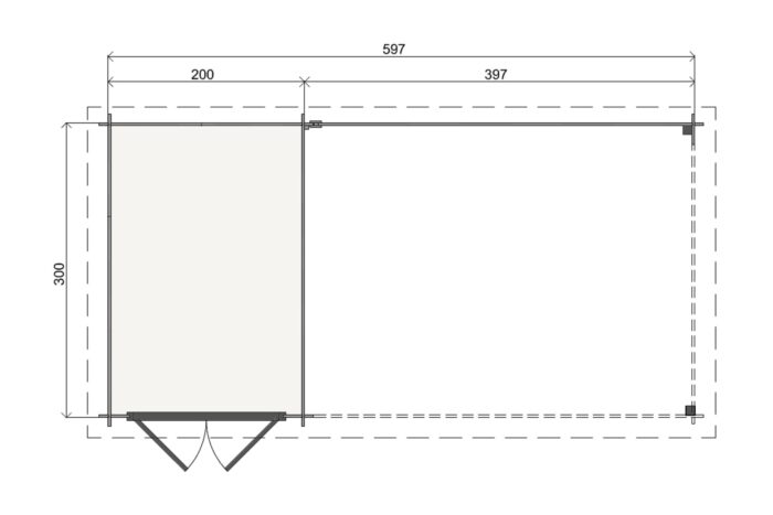 Plattegrond Tuinhuis Melle 200 X 300 + 400 cm