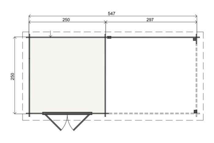Plattegrond Tuinhuis Melle 250 X 250 + 300 cm