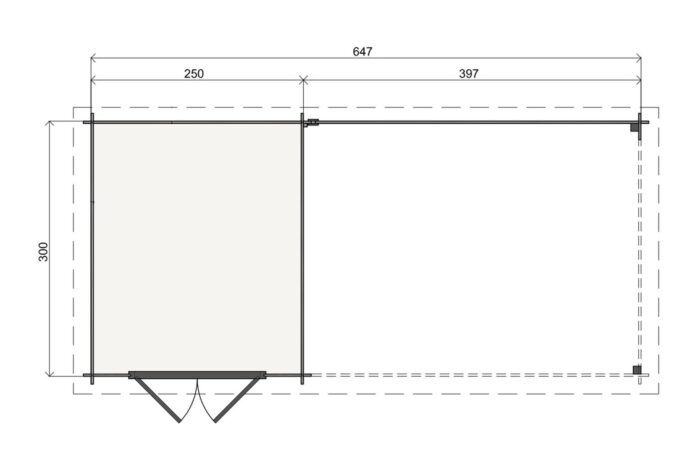Plattegrond Tuinhuis Melle 250 X 300 + 400 cm