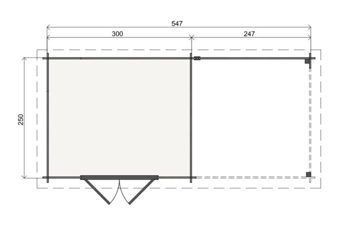 Plattegrond Tuinhuis Melle 300 X 250 + 250 cm