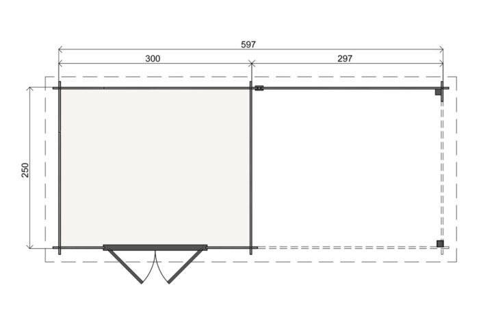 Plattegrond Tuinhuis Melle 300 X 250 + 300 cm