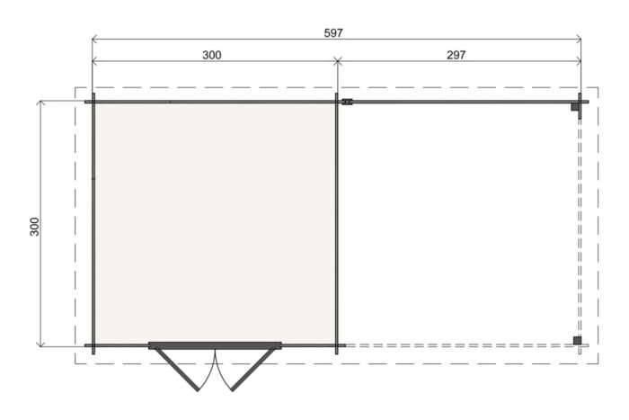 Plattegrond Tuinhuis Melle 300 X 300 + 300 cm