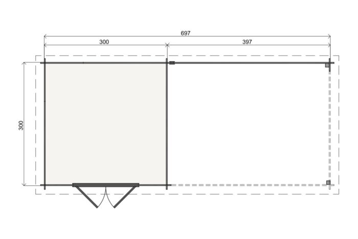 Plattegrond Tuinhuis Melle 300 X 300 + 400 cm