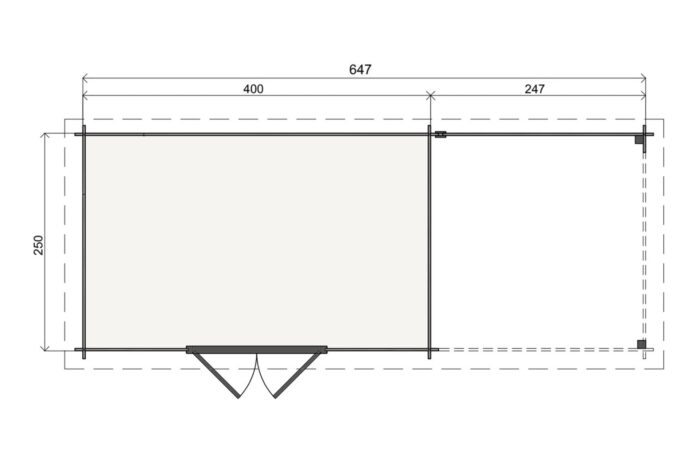 Plattegrond Tuinhuis Melle 400 X 250 + 250 cm