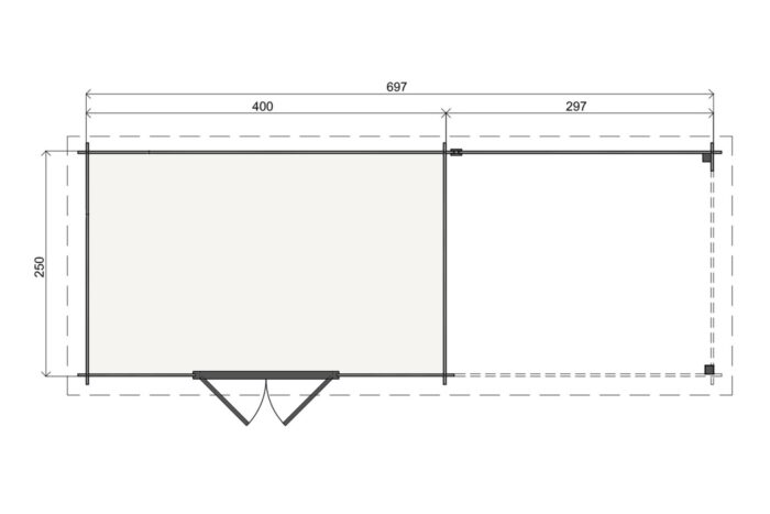Plattegrond Tuinhuis Melle 400 X 250 + 300 cm