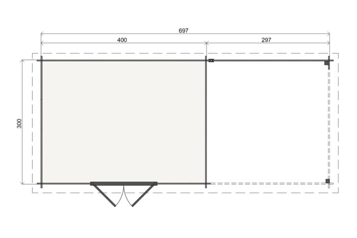 Plattegrond Tuinhuis Melle 400 X 300 + 300 cm