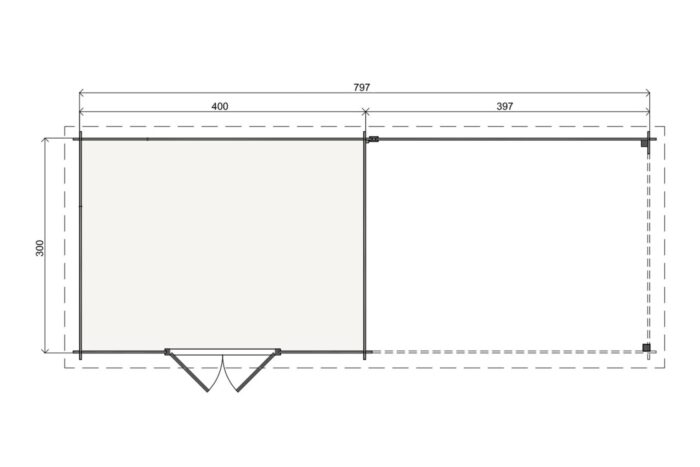 Plattegrond Tuinhuis Melle 400 X 300 + 400 cm